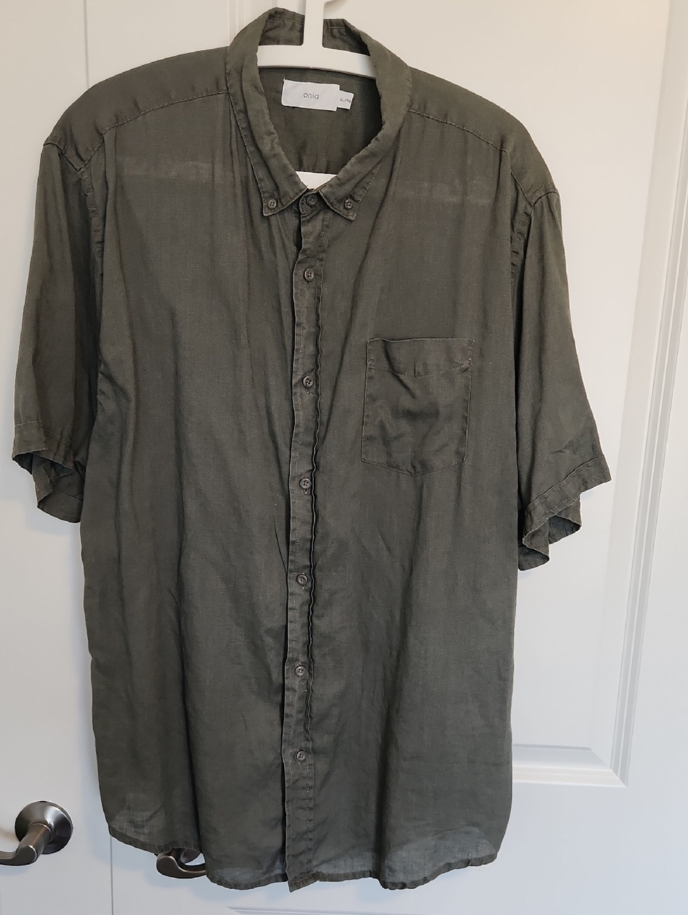 Onia Olive Short-Sleeve Linen Button-Down Shirt